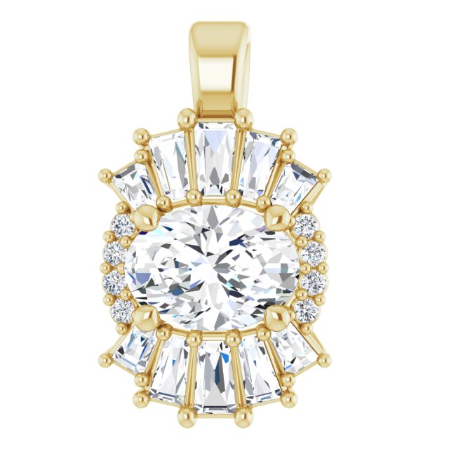 14K Yellow Natural White Sapphire & 1/3 CTW Natural Diamond Pendant